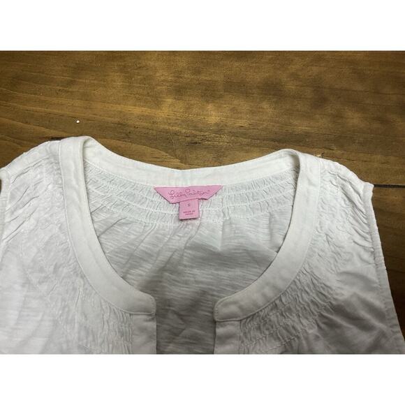 Lilly Pulitzer Essie Tank Top Women Sleeveless Split Neck Blouse Small - Picture 2 of 9